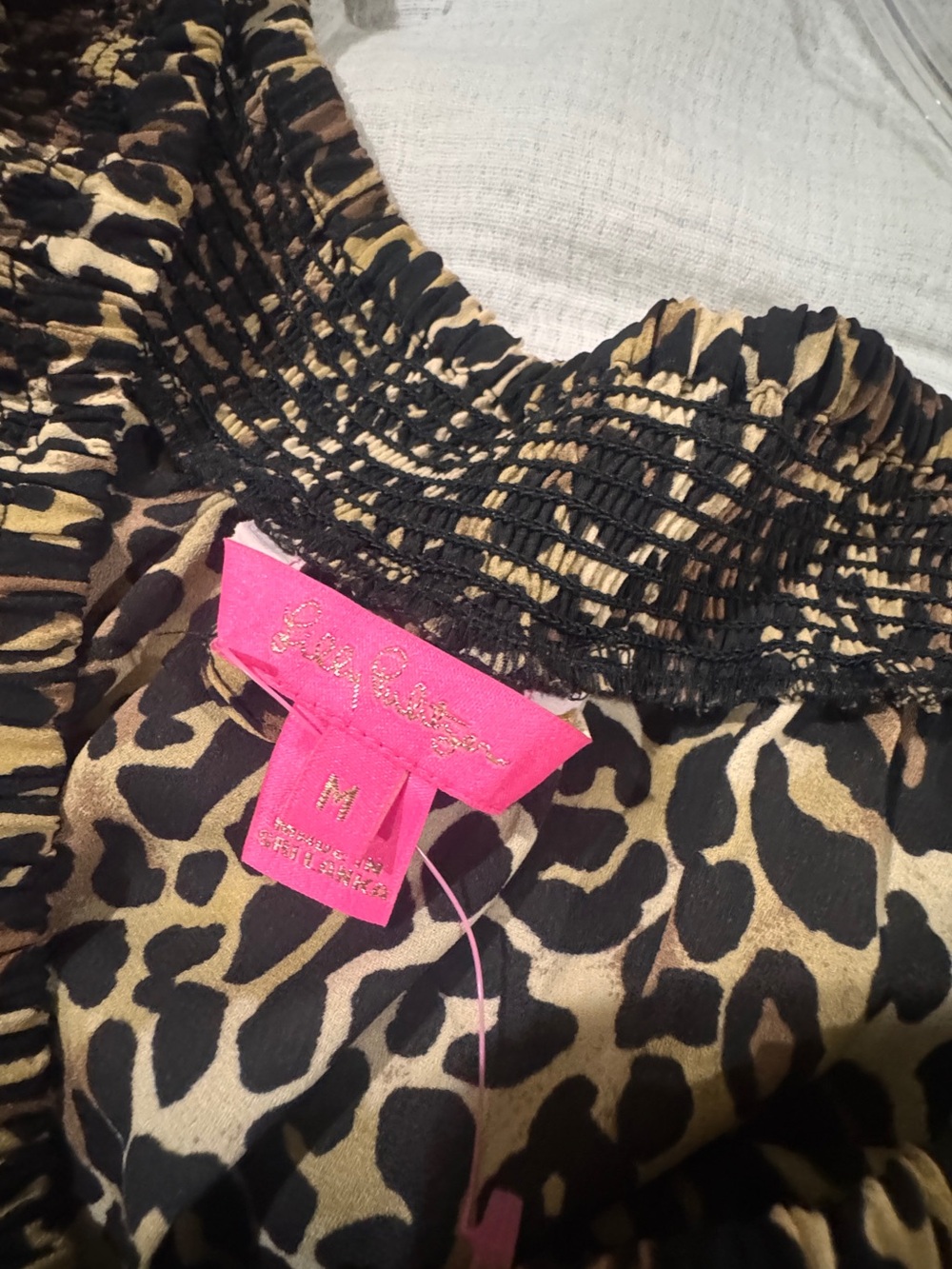 Lilly Pulitzer Leopard Print Off-Shoulder Rochelle Romper - Black & Cream - Picture 6 of 9